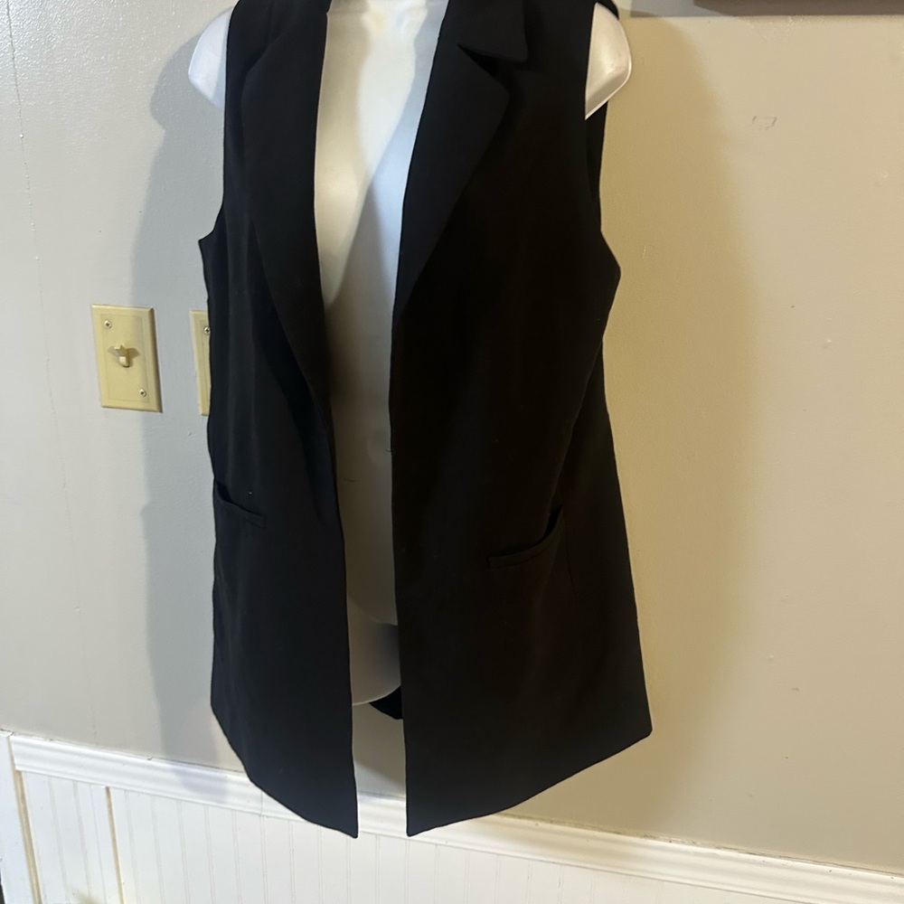 Rachel Zoe Black Sleeveless Longline Blazer Vest - Picture 4 of 5
